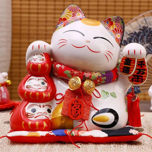 Daruma Family Neko Cat Figurine