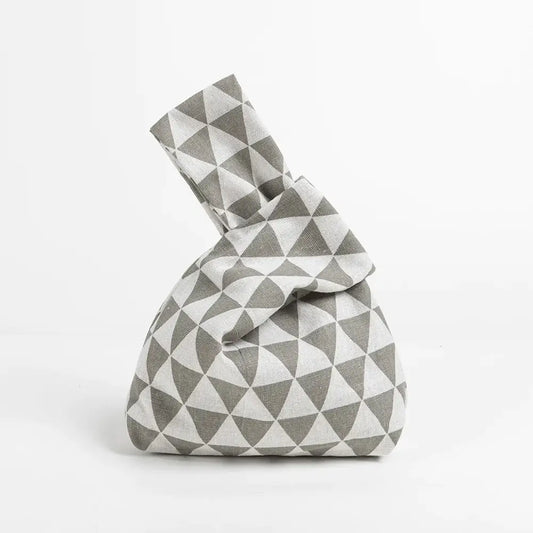 Grey Uroko Pattern Knot Bag