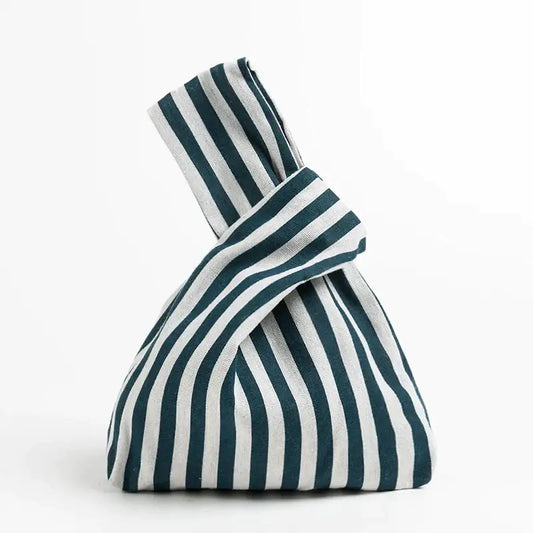 Blue Striped Knot Bag