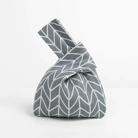 Grey Yabane Pattern Knot Bag