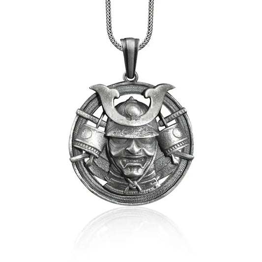 Samurai Warrior Silver Necklace