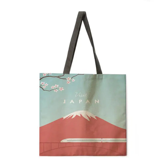 Pink Mount Fuji Tote Bag