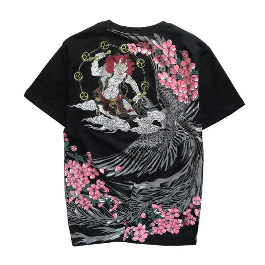 Raijin Storm God Embroidery T-Shirt
